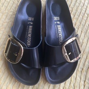 Birkenstock Madrid Big Buckle High Shine, Black Size 8